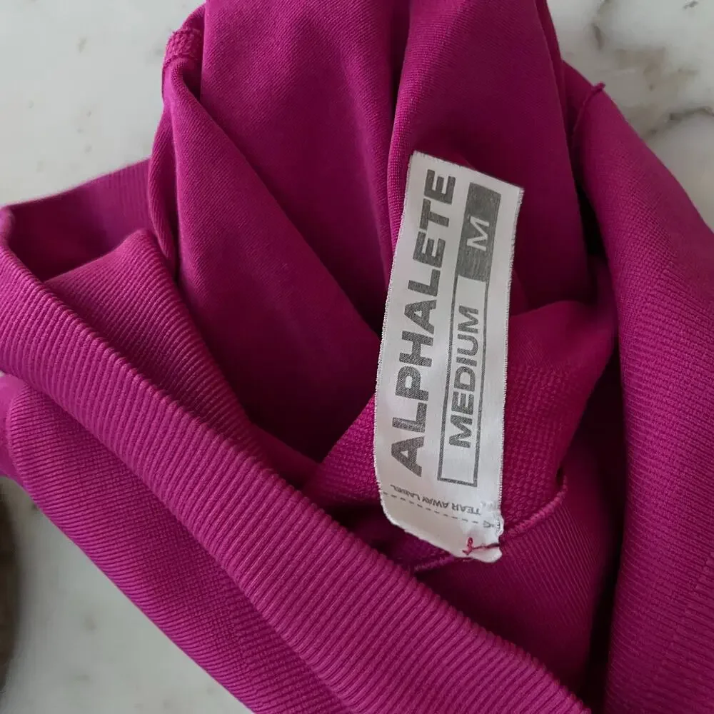Alphalete Scrunch Biker Medium Stretch Women’s Workout Magenta Pink Fuchsia - Picture 7 of 7